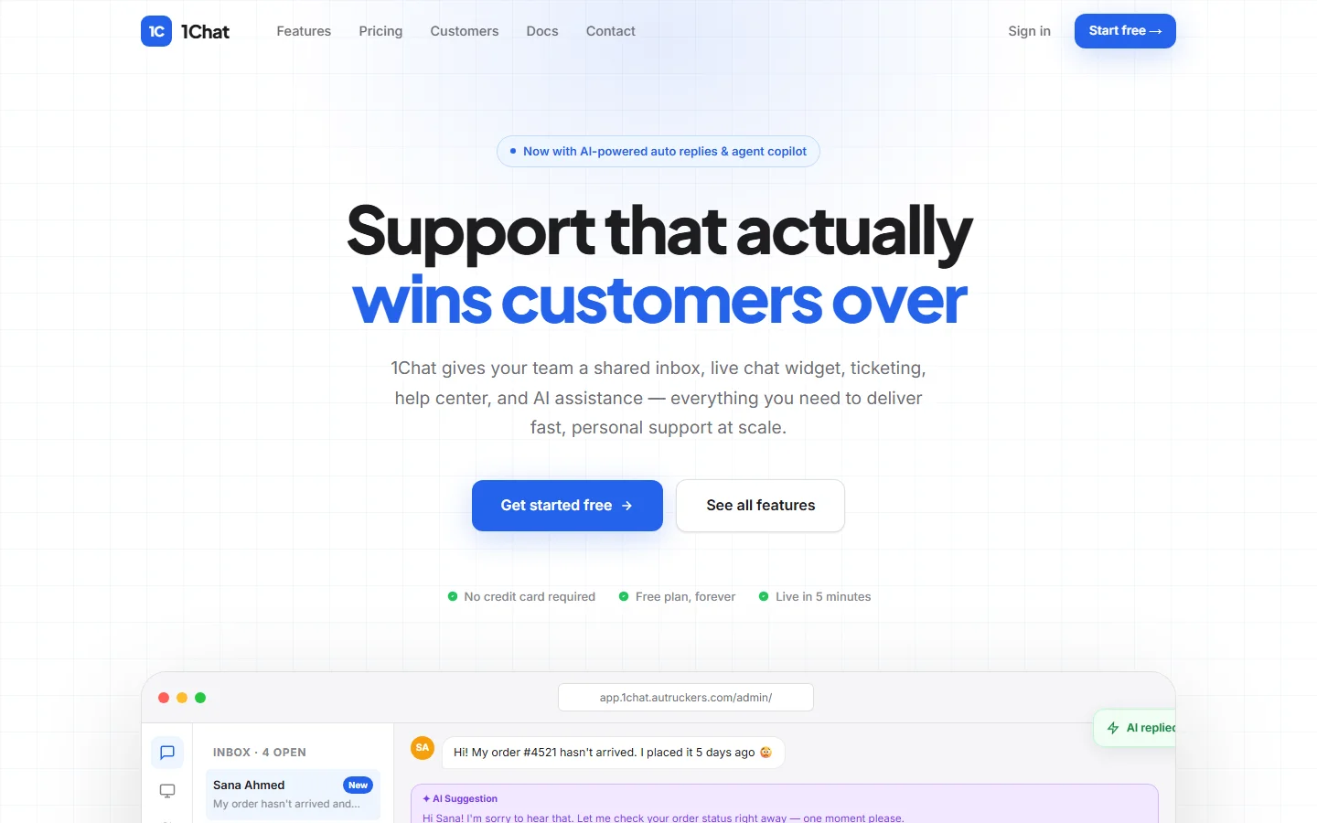 1Chat website screenshot