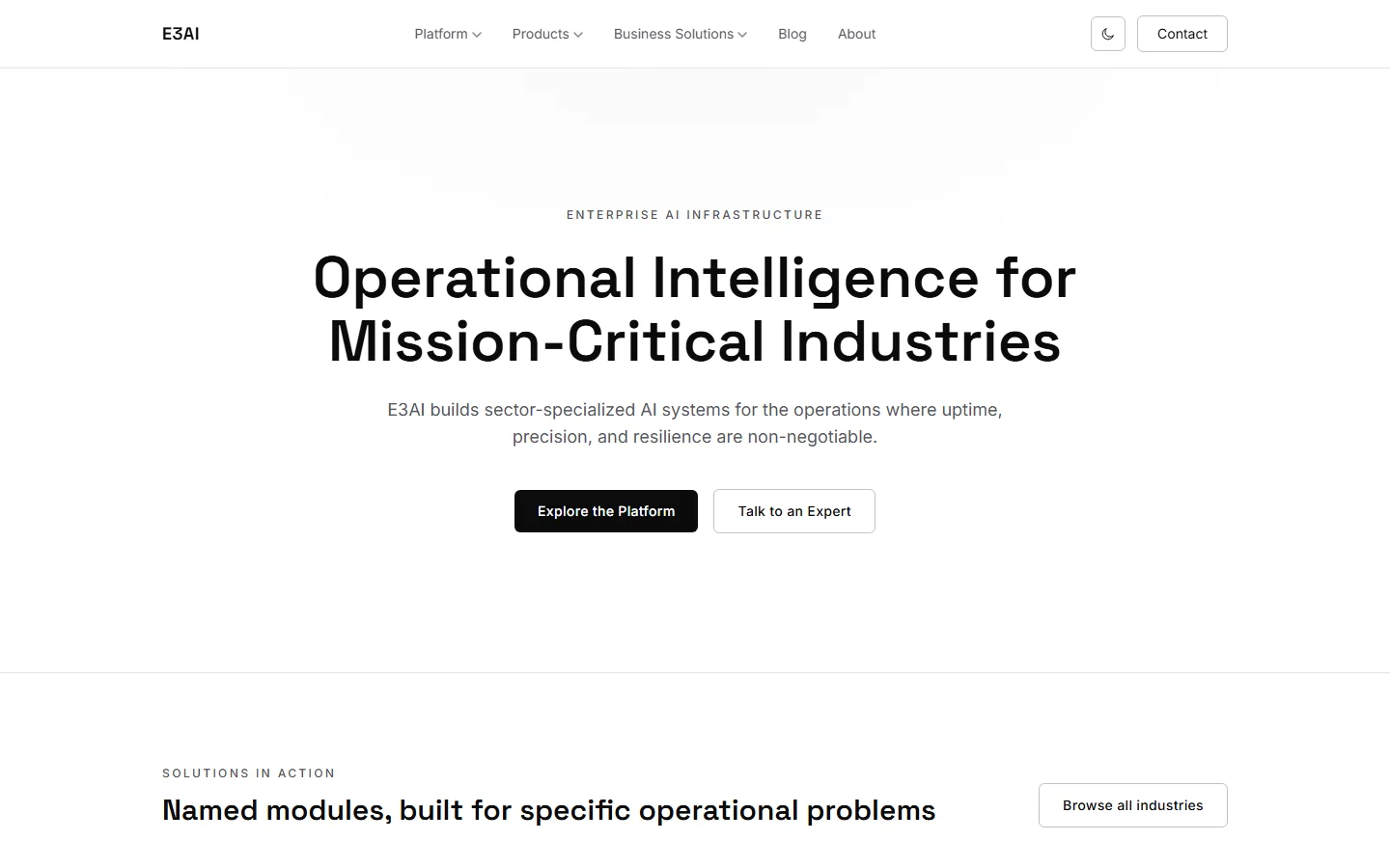 E3AI Technologies website screenshot